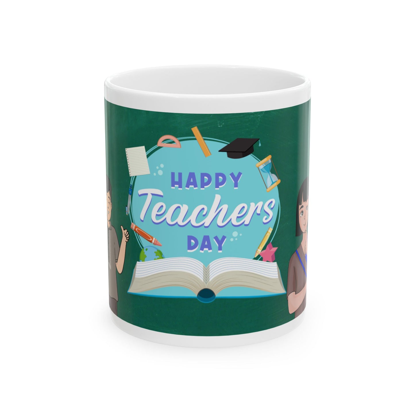 Happy Teachers Day Mug | Teacher Appreciation Gift Coffee Cup | Cute School Gift Idea for Teachers | Ceramic Mug, 11oz | 15oz