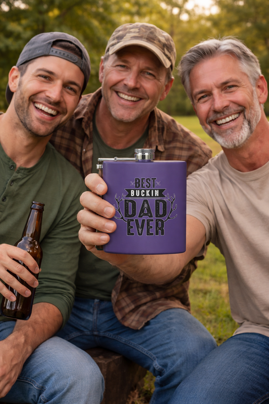 Best Buckin Dad Ever Stainless Steel Flask | 6oz Fathers Day Gift | 6 oz | Best Buckin Dad Ever Flask | Funny Father’s Day Gift | Stainless Steel Hip Flask for Dad