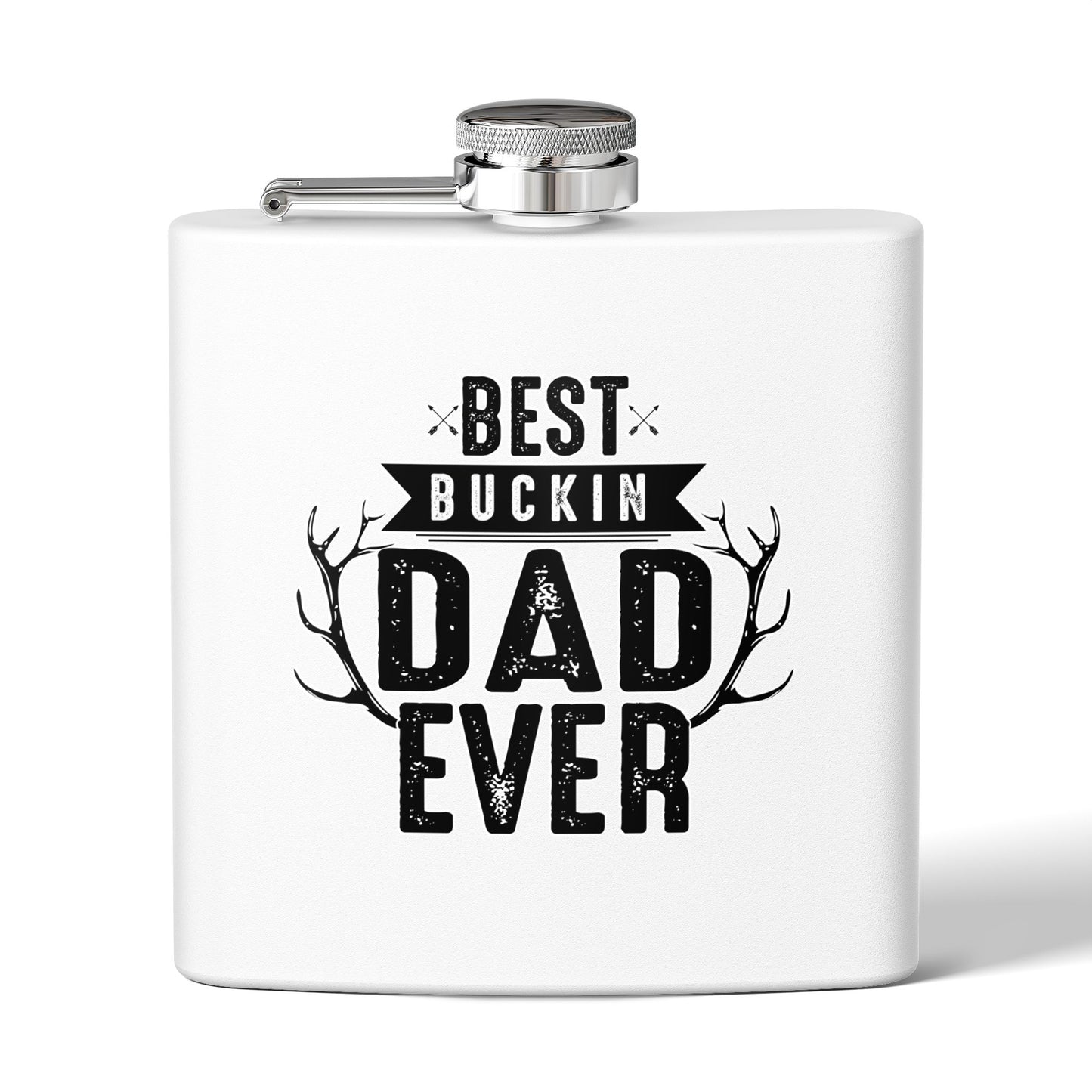 Best Buckin Dad Ever Stainless Steel Flask |  6oz Fathers Day Gift | 6 oz | Best Buckin Dad Ever Flask | Funny Father’s Day Gift | Stainless Steel Hip Flask for Dad