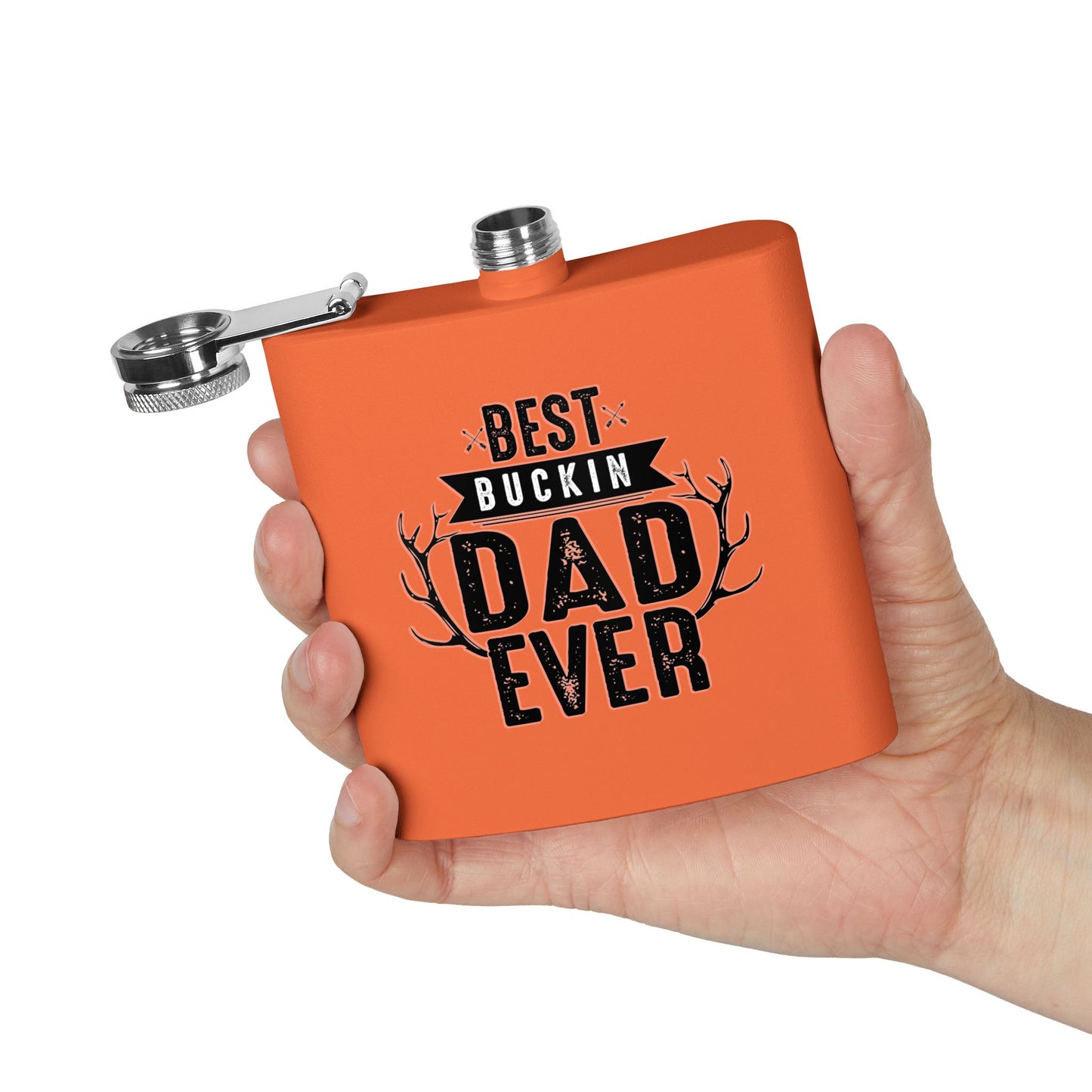 Best Buckin Dad Ever Stainless Steel Flask |  6oz Fathers Day Gift | 6 oz | Best Buckin Dad Ever Flask | Funny Father’s Day Gift | Stainless Steel Hip Flask for Dad