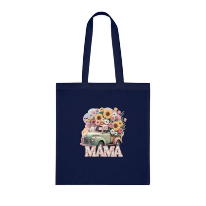 Cotton Tote | Vintage Sunflower Mother’s Day Gift | Mama Floral Truck Tote Bag | Cute Mom Canvas Tote Bag for Everyday Use | Gifts