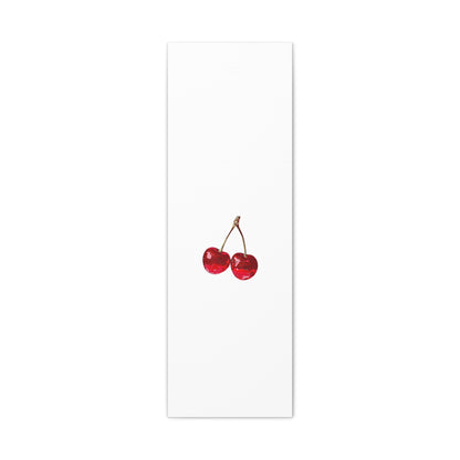 Red Glitter Disco Cherry Wall Art Print | Sparkly Pop Art Fruit Decor | Cherry Duo Matte Canvas Print | Minimal Fruit Wall Art