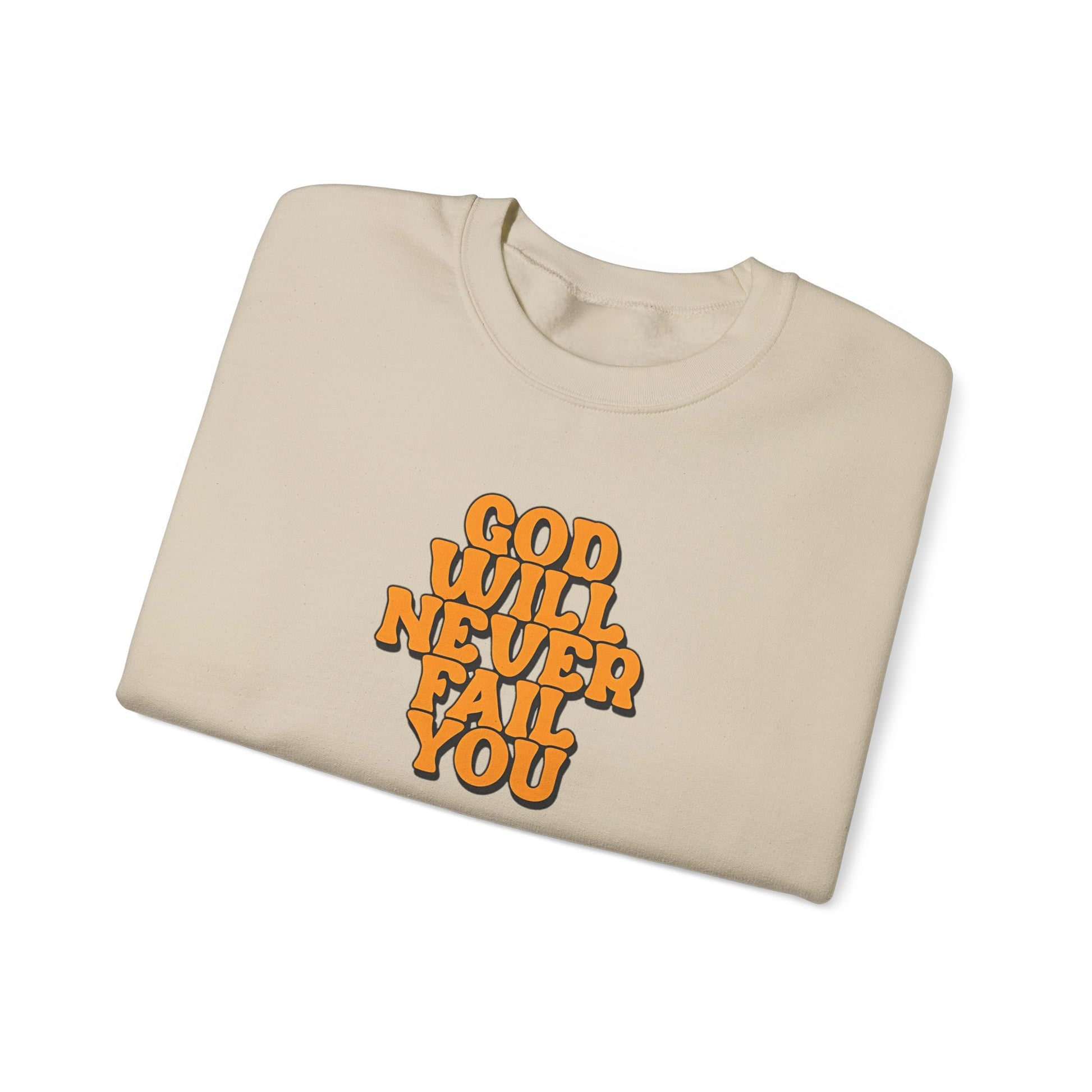 Beige sweatshirt with orange text. | GrindGlow Apparel