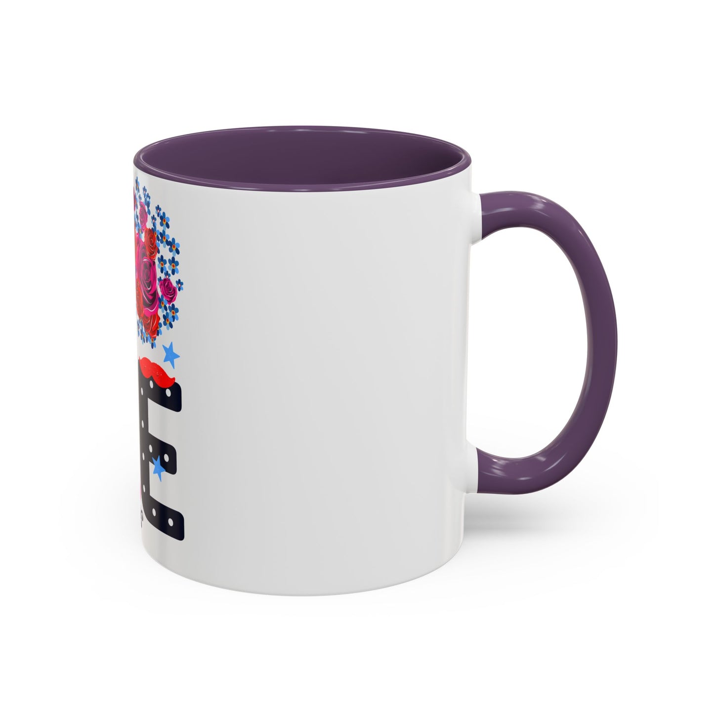 LOVE Floral Mug | Cute Aesthetic Coffee Cup with Heart | Rose Design | Gift for Her, Girlfriend, Wife | Stylish Ceramic Mug Accent Coffee Mug (11oz, 15oz)
