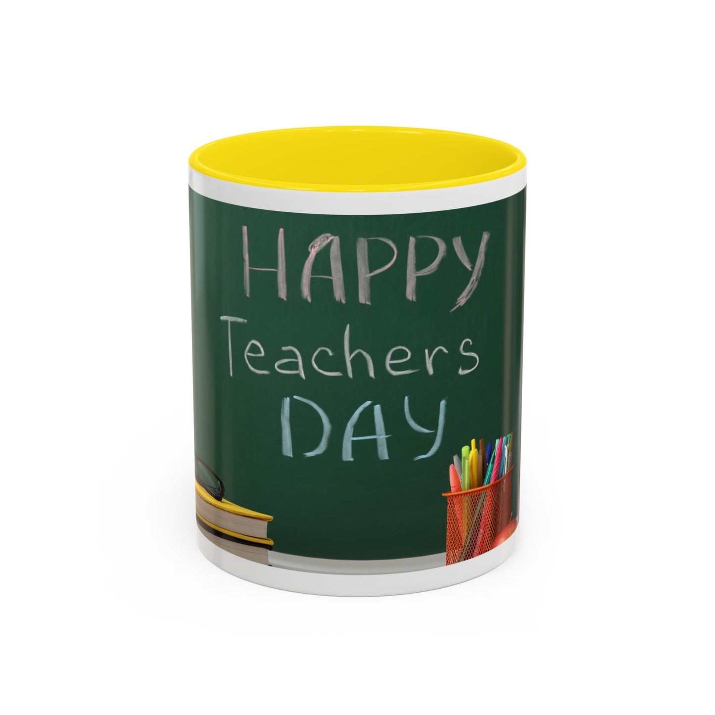 Happy Teachers Day Mug | Teacher Appreciation Gift Coffee Cup | Cute School Gift Idea for Teachers | Accent Coffee Mug | 11oz | 15oz