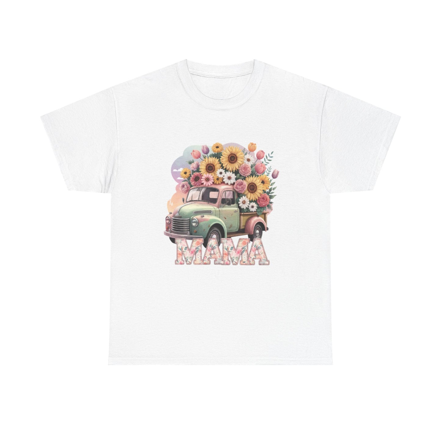 T-Shirt | Vintage Floral Mom Tee | Mama Vintage Truck Floral Tee | Mama Flower Truck Graphic Tee