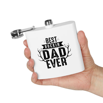 Best Buckin Dad Ever Stainless Steel Flask |  6oz Fathers Day Gift | 6 oz | Best Buckin Dad Ever Flask | Funny Father’s Day Gift | Stainless Steel Hip Flask for Dad