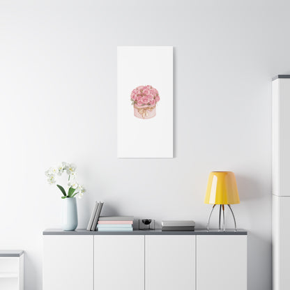 Pink Rose Bouquet Box Wall Art Print | Elegant Floral Gift Decor | Matte Canvas