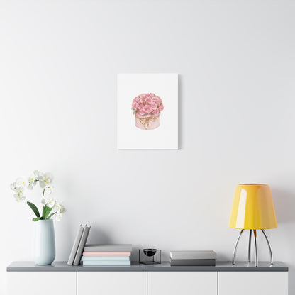 Pink Rose Bouquet Box Wall Art Print | Elegant Floral Gift Decor | Matte Canvas