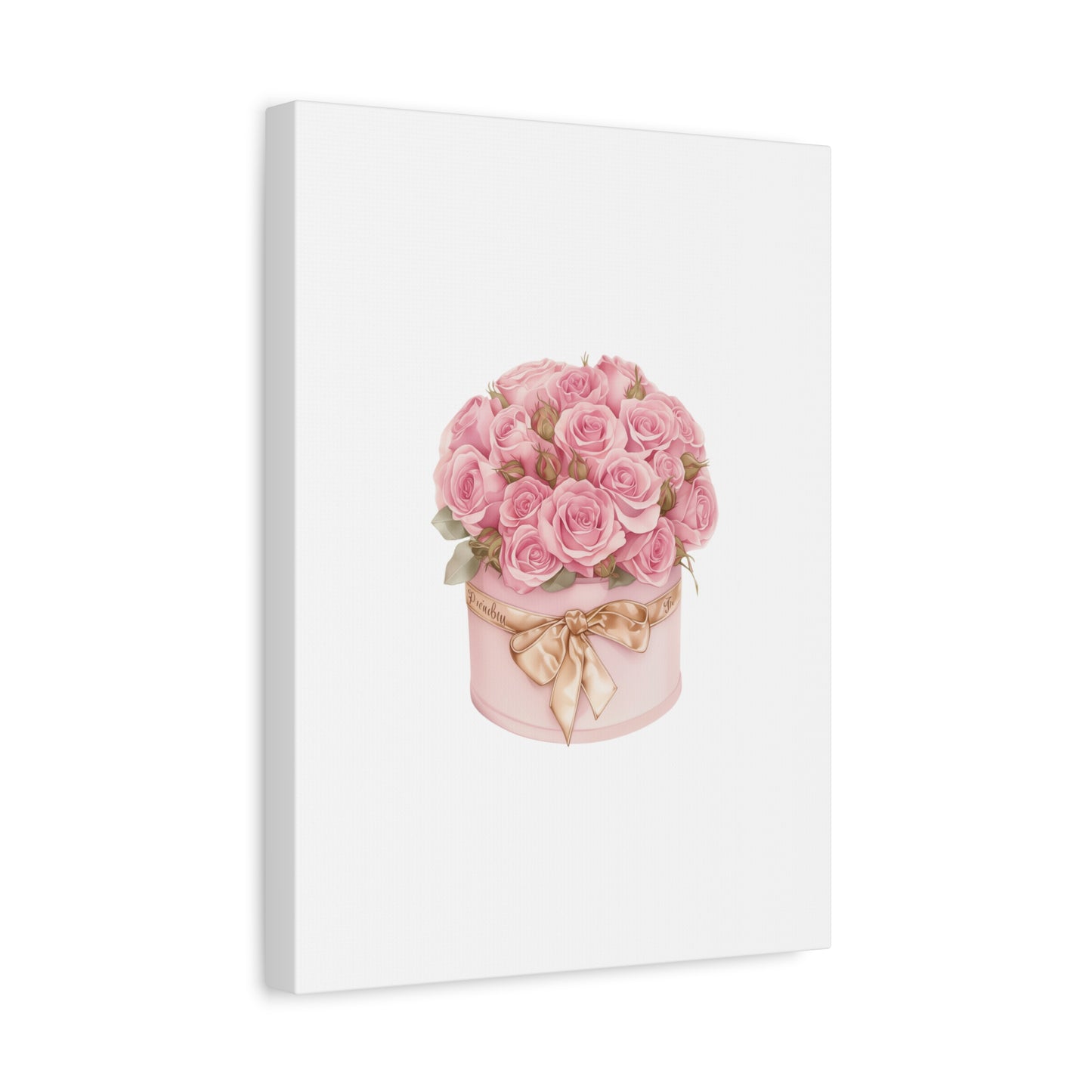 Pink Rose Bouquet Box Wall Art Print | Elegant Floral Gift Decor | Matte Canvas