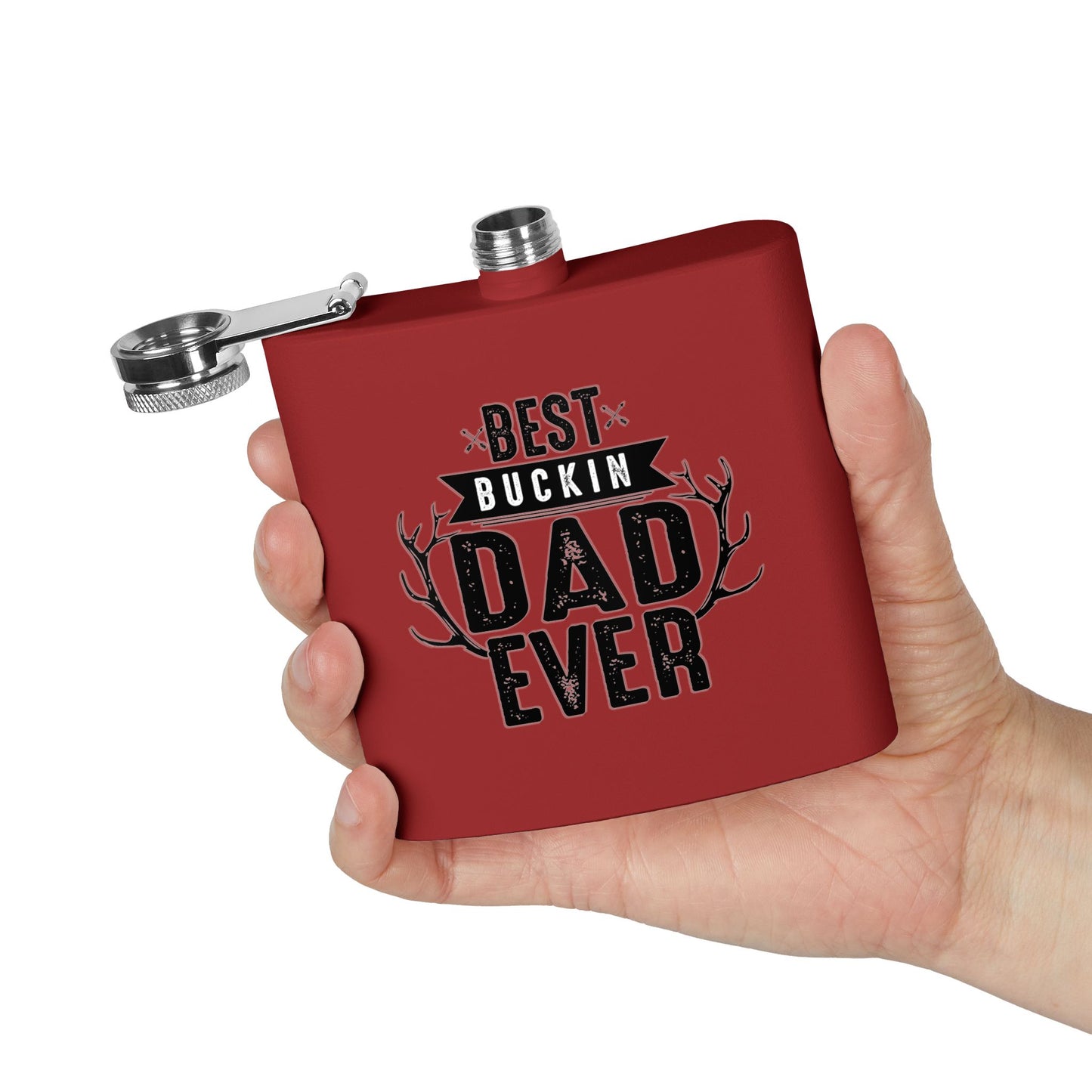 Best Buckin Dad Ever Stainless Steel Flask |  6oz Fathers Day Gift | 6 oz | Best Buckin Dad Ever Flask | Funny Father’s Day Gift | Stainless Steel Hip Flask for Dad