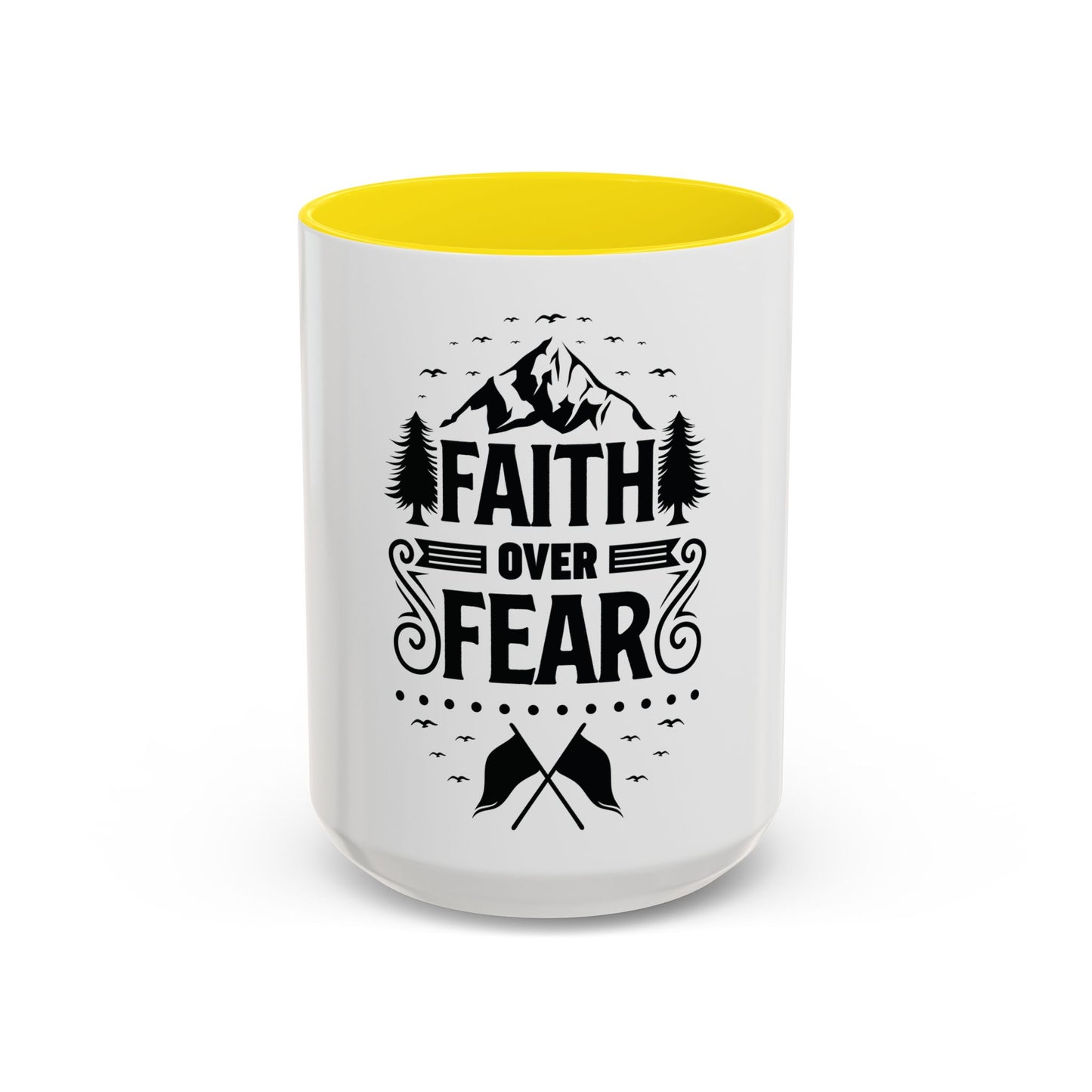 Faith Over Fear Mug | Inspirational Coffee Cup | Motivational Gift | Christian Mug | Positive Quote Drinkware | Accent Coffee Mug  | 11oz | 15oz
