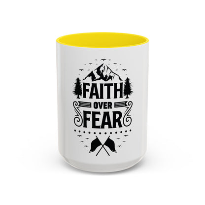 Faith Over Fear Mug | Inspirational Coffee Cup | Motivational Gift | Christian Mug | Positive Quote Drinkware | Accent Coffee Mug  | 11oz | 15oz