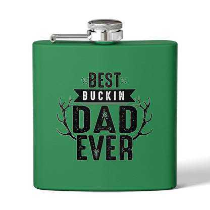 Best Buckin Dad Ever Stainless Steel Flask |  6oz Fathers Day Gift | 6 oz | Best Buckin Dad Ever Flask | Funny Father’s Day Gift | Stainless Steel Hip Flask for Dad