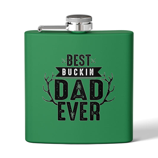 Best Buckin Dad Ever Stainless Steel Flask |  6oz Fathers Day Gift | 6 oz | Best Buckin Dad Ever Flask | Funny Father’s Day Gift | Stainless Steel Hip Flask for Dad