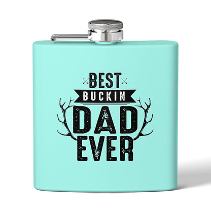 Best Buckin Dad Ever Stainless Steel Flask |  6oz Fathers Day Gift | 6 oz | Best Buckin Dad Ever Flask | Funny Father’s Day Gift | Stainless Steel Hip Flask for Dad
