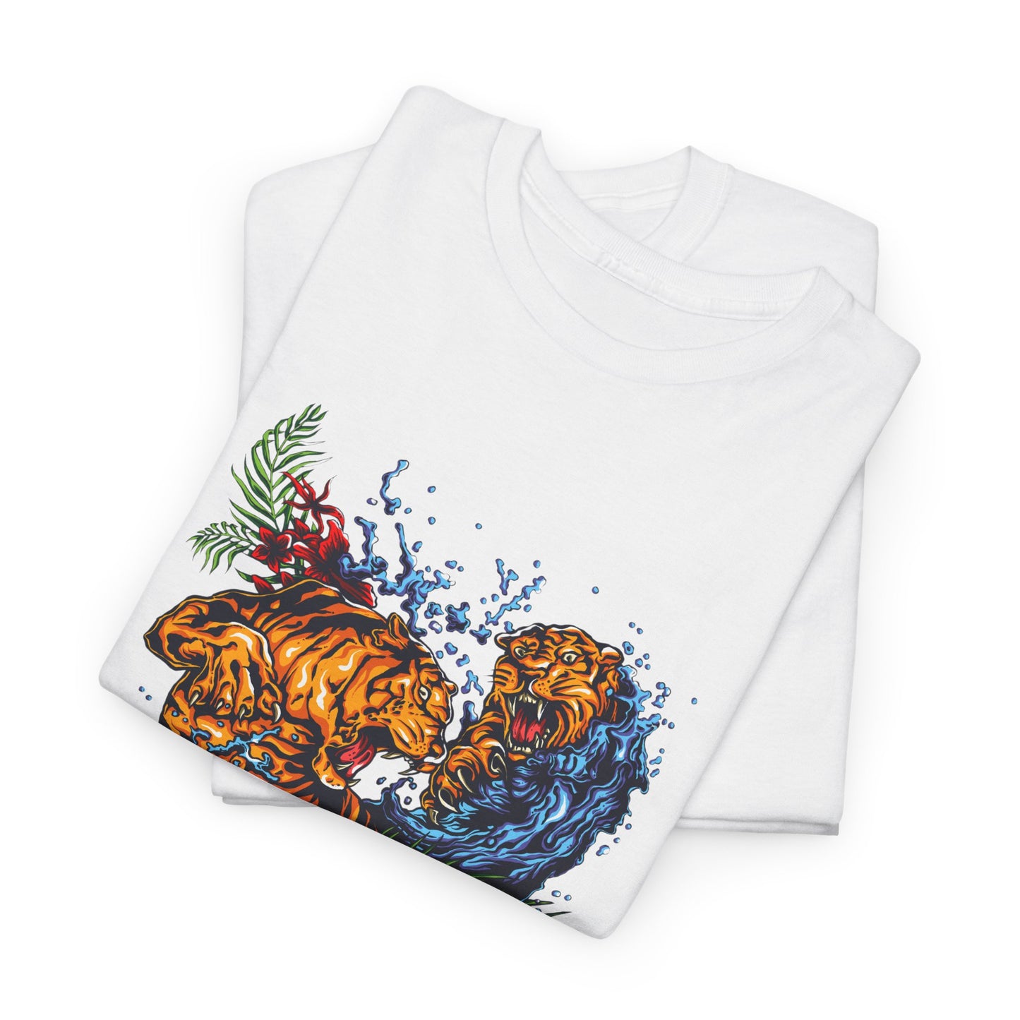Savage Tiger Floral Graphic Tee  | Bold Streetwear Animal Print Tee | Tiger & Rose Graphic Tee | Bold Floral Ninja Tiger T-Shirt