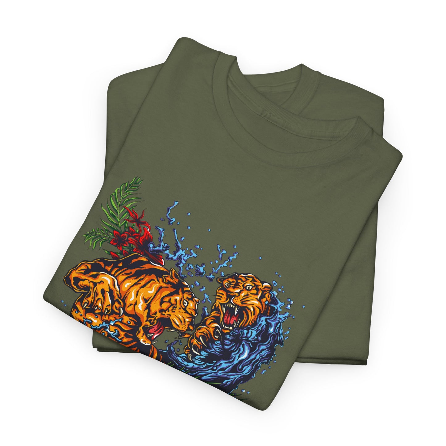 Savage Tiger Floral Graphic Tee  | Bold Streetwear Animal Print Tee | Tiger & Rose Graphic Tee | Bold Floral Ninja Tiger T-Shirt