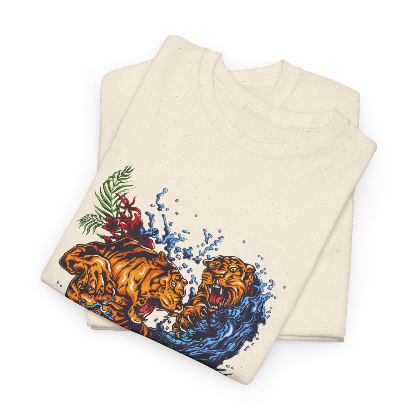 Savage Tiger Floral Graphic Tee  | Bold Streetwear Animal Print Tee | Tiger & Rose Graphic Tee | Bold Floral Ninja Tiger T-Shirt