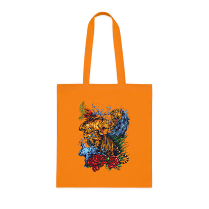 Tiger Floral Tote Bag | Bold Animal Print Canvas Tote Bag | Cotton Tote