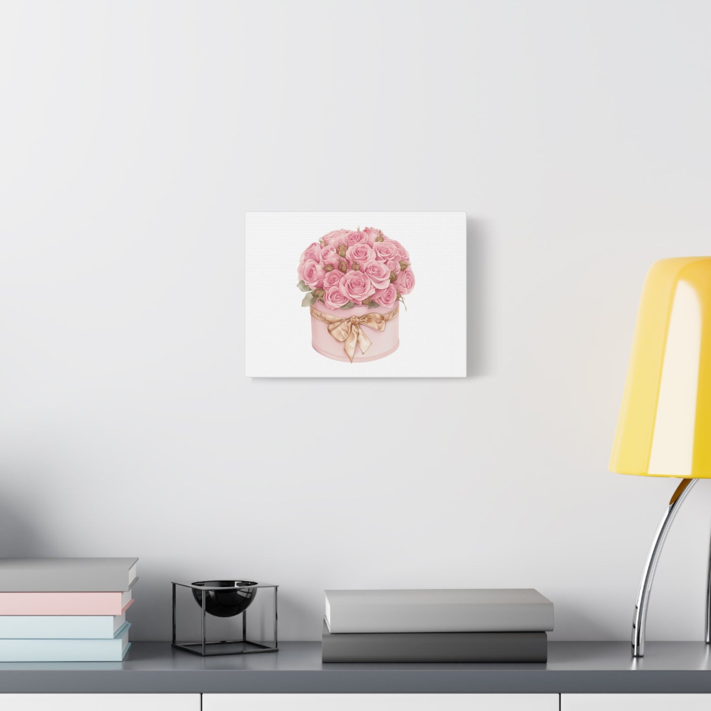 Pink Rose Bouquet Box Wall Art Print | Elegant Floral Gift Decor | Matte Canvas