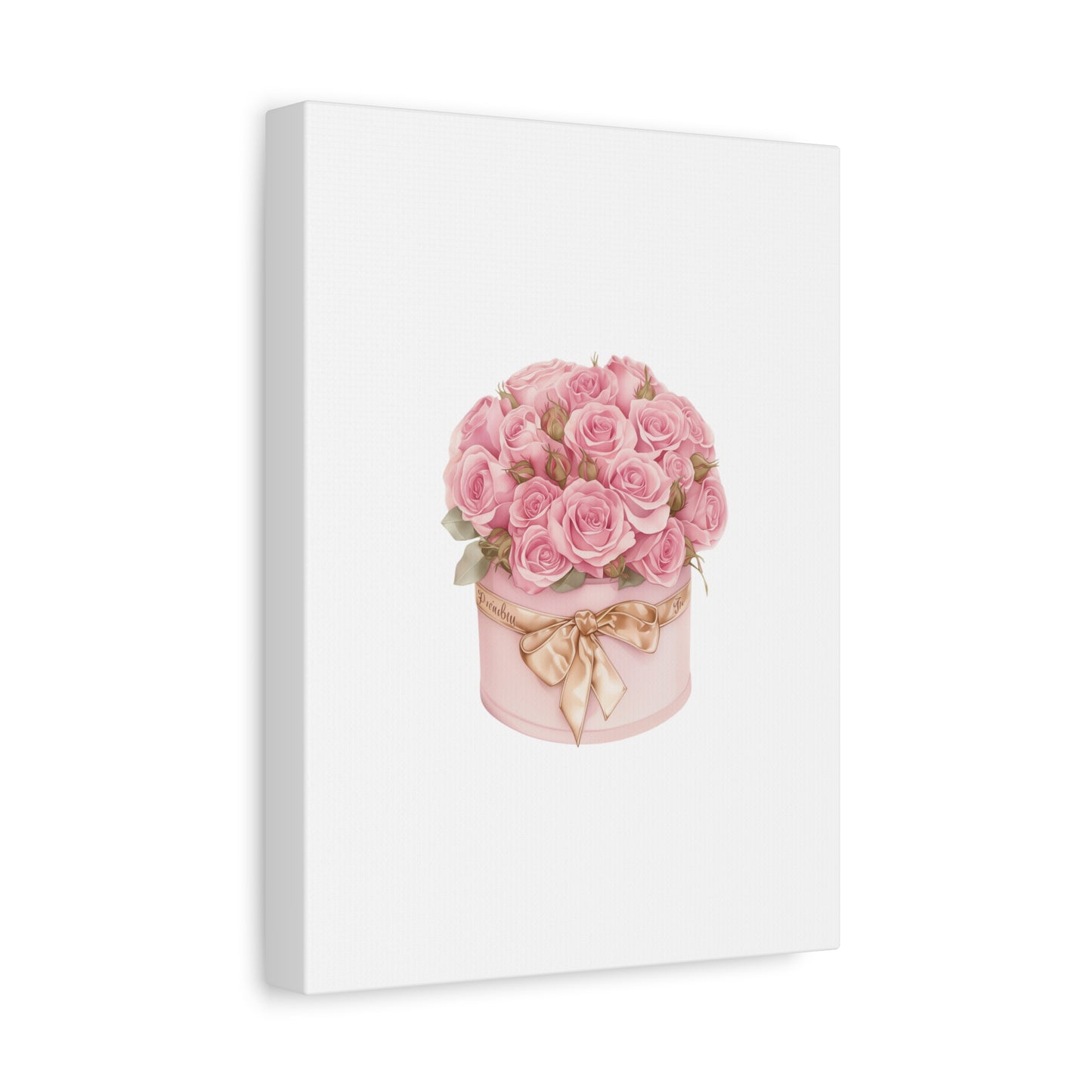 Pink Rose Bouquet Box Wall Art Print | Elegant Floral Gift Decor | Matte Canvas
