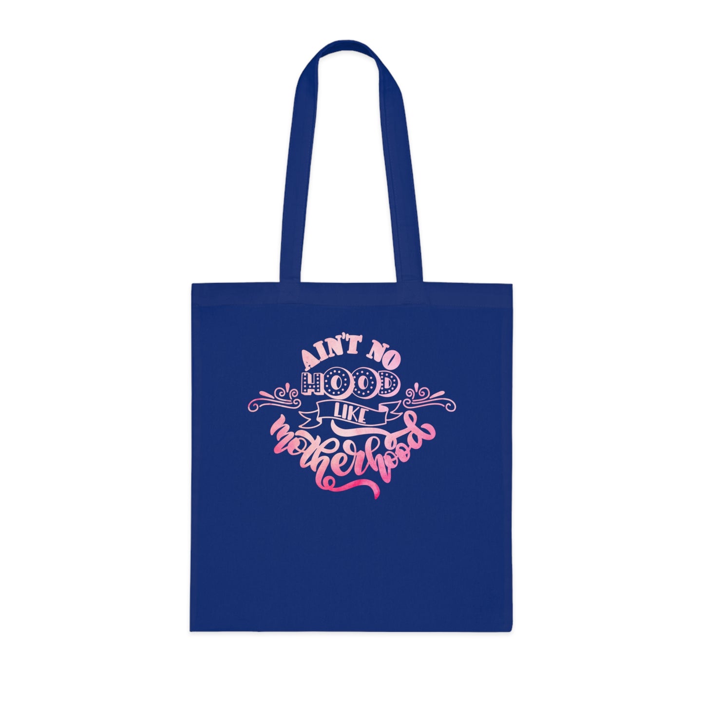 Stylish Canvas Tote for Moms | Everyday Carry & Gift Idea | Ain't No Hood Like Motherhood Cotton Tote | Pink Mom Tote Bag