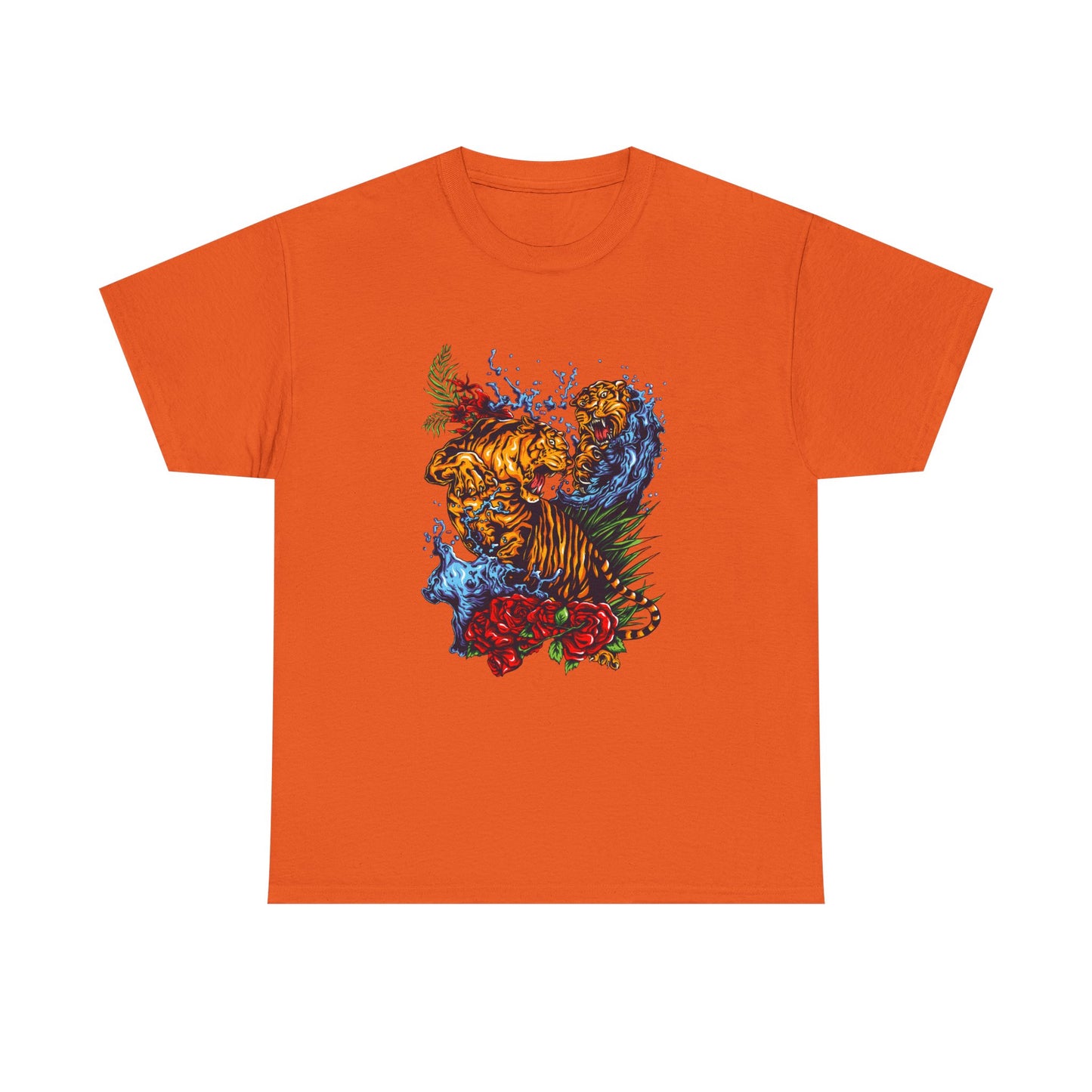 Savage Tiger Floral Graphic Tee  | Bold Streetwear Animal Print Tee | Tiger & Rose Graphic Tee | Bold Floral Ninja Tiger T-Shirt