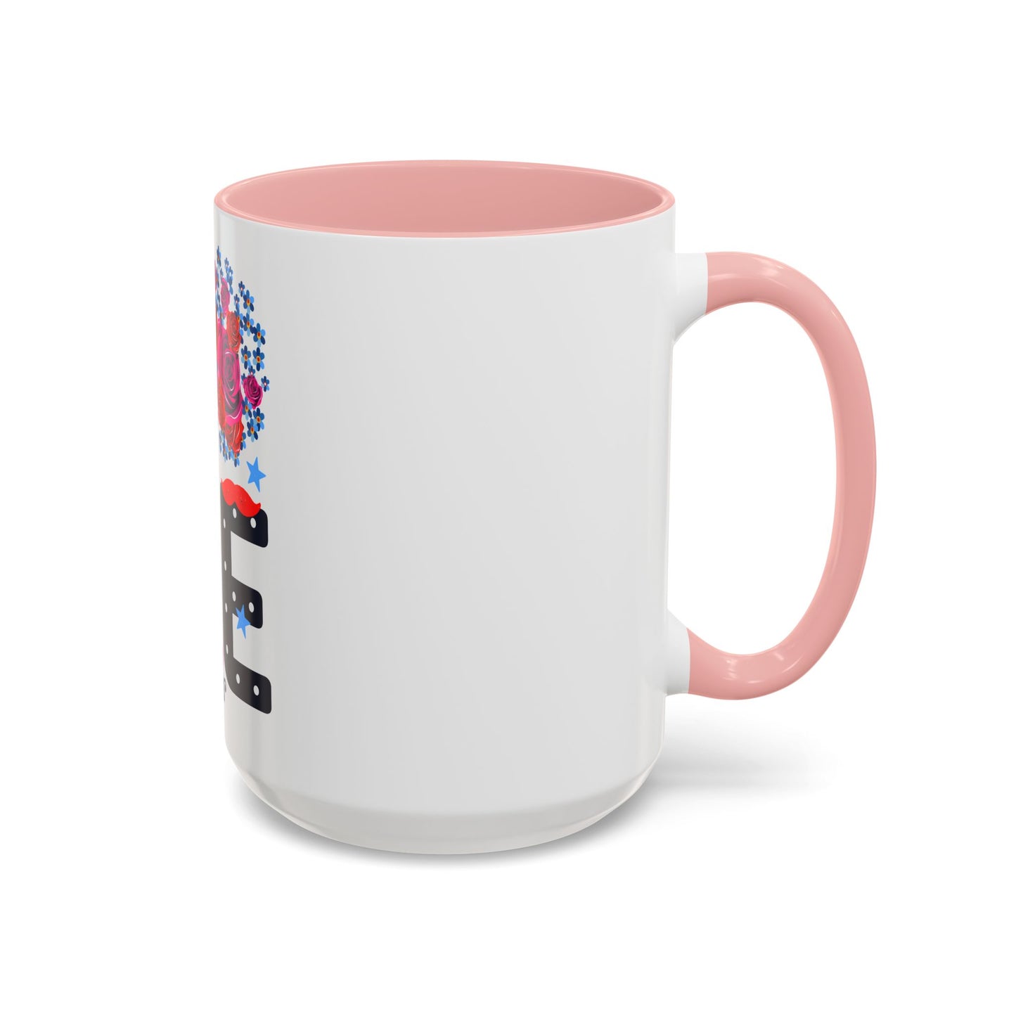 LOVE Floral Mug | Cute Aesthetic Coffee Cup with Heart | Rose Design | Gift for Her, Girlfriend, Wife | Stylish Ceramic Mug Accent Coffee Mug (11oz, 15oz)