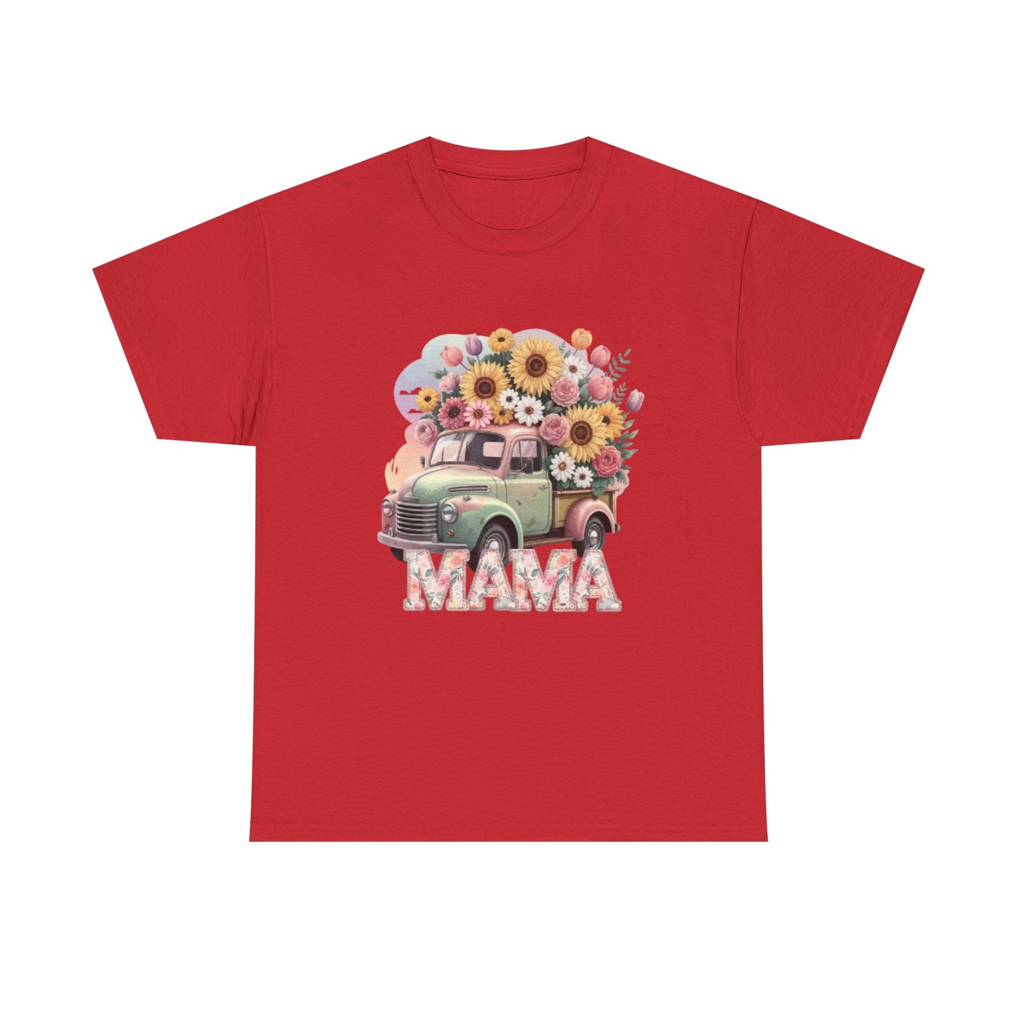 T-Shirt | Vintage Floral Mom Tee | Mama Vintage Truck Floral Tee | Mama Flower Truck Graphic Tee