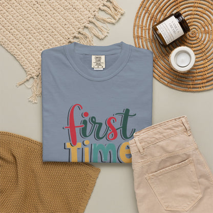 First Time Mama Tee | Trendy Motherhood Shirt for New Moms | Gift for Her | New Mom T-Shirt |‘First Time Mom’ Cute Graphic Tee | Perfect Baby Shower Gift