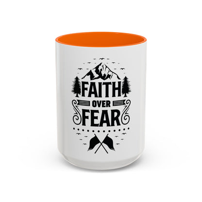 Faith Over Fear Mug | Inspirational Coffee Cup | Motivational Gift | Christian Mug | Positive Quote Drinkware | Accent Coffee Mug  | 11oz | 15oz