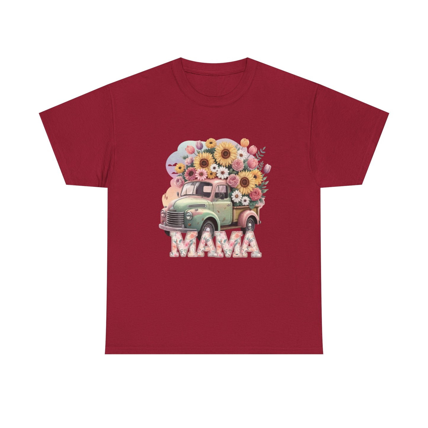 T-Shirt | Vintage Floral Mom Tee | Mama Vintage Truck Floral Tee | Mama Flower Truck Graphic Tee