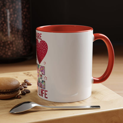 You Are the Love of My Life” Mug | Romantic Floral Coffee Cup | Cute Gift for Her, Wife, Girlfriend | Accent Coffee Mug | 11oz | 15oz)