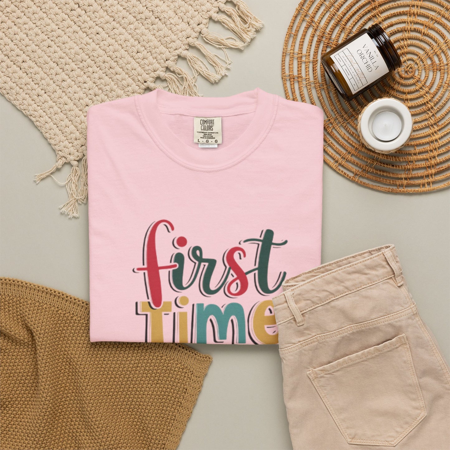 First Time Mama Tee | Trendy Motherhood Shirt for New Moms | Gift for Her | New Mom T-Shirt |‘First Time Mom’ Cute Graphic Tee | Perfect Baby Shower Gift