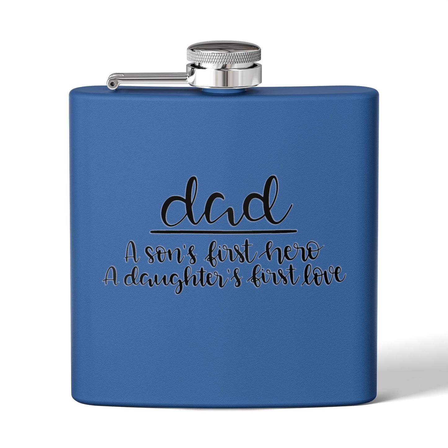 Dad Flask | A Son’s First Hero | A Daughter’s First Love | 6oz Stainless Steel Hip Flask | Father’s Day Gift | 6 oz