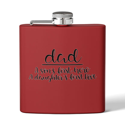 Dad Flask | A Son’s First Hero | A Daughter’s First Love | 6oz Stainless Steel Hip Flask | Father’s Day Gift | 6 oz