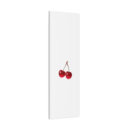 Red Glitter Disco Cherry Wall Art Print | Sparkly Pop Art Fruit Decor | Cherry Duo Matte Canvas Print | Minimal Fruit Wall Art