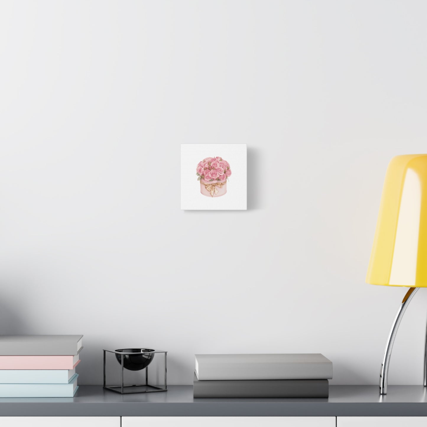 Pink Rose Bouquet Box Wall Art Print | Elegant Floral Gift Decor | Matte Canvas