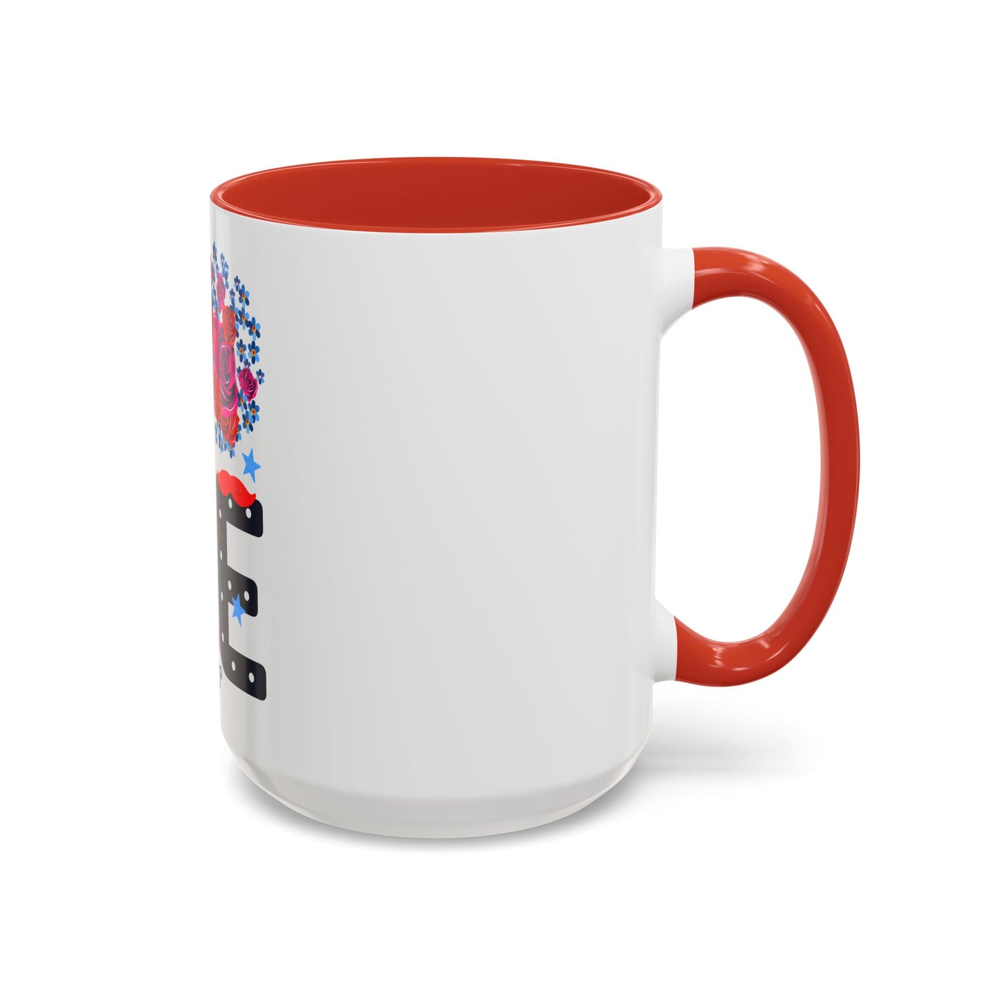 LOVE Floral Mug | Cute Aesthetic Coffee Cup with Heart | Rose Design | Gift for Her, Girlfriend, Wife | Stylish Ceramic Mug Accent Coffee Mug (11oz, 15oz)