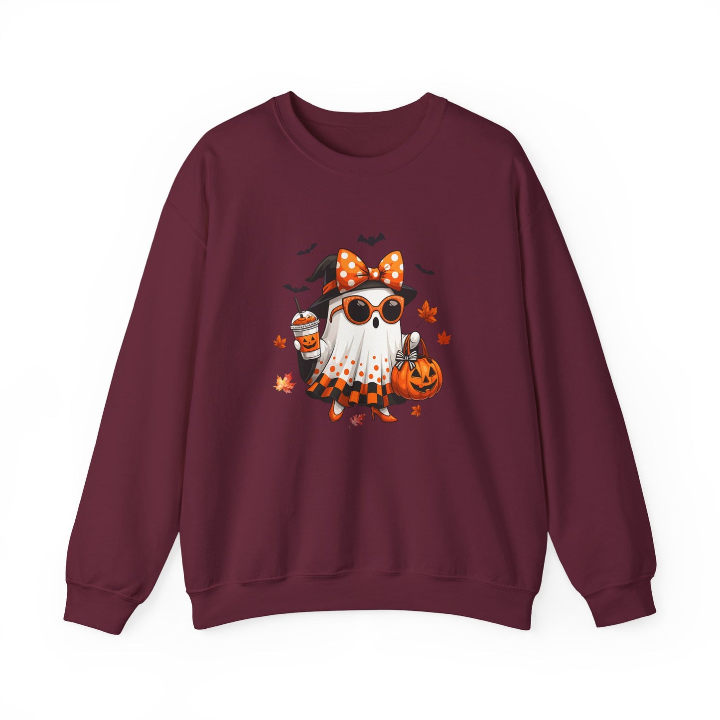 Halloween Ghost Crewneck Sweatshirt | Cute Halloween Ghost Sweatshirt | Spooky Girl Ghost Crewneck | Pumpkin Ghost Sweater | Fall Halloween Sweatshirt | Trendy Autumn Ghost Gift