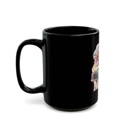 Mother’s Day Ceramic Mug | Mama Floral Truck Mug  | Vintage Flower Coffee Cup for Mom | Cute Mama Gift Mug | Black Mug  | 11oz | 15oz