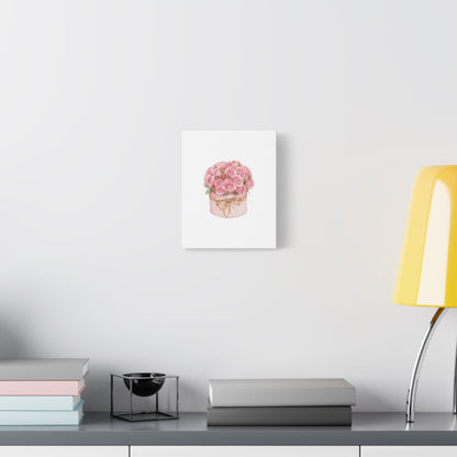 Pink Rose Bouquet Box Wall Art Print | Elegant Floral Gift Decor | Matte Canvas