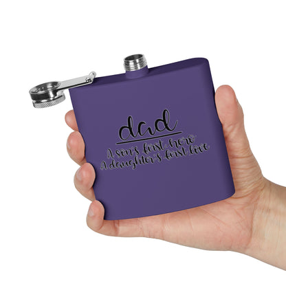 Dad Flask | A Son’s First Hero | A Daughter’s First Love | 6oz Stainless Steel Hip Flask | Father’s Day Gift | 6 oz