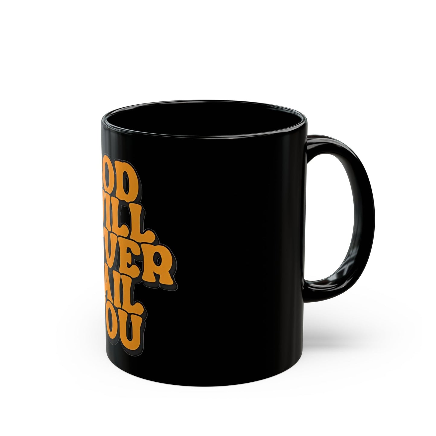 Christian Coffee Mug | God Will Never Fail You Black Ceramic Mug | Inspirational Christian Coffee Cup | Faith Inspirational Gift | Religious Scripture Style Ceramic Cup