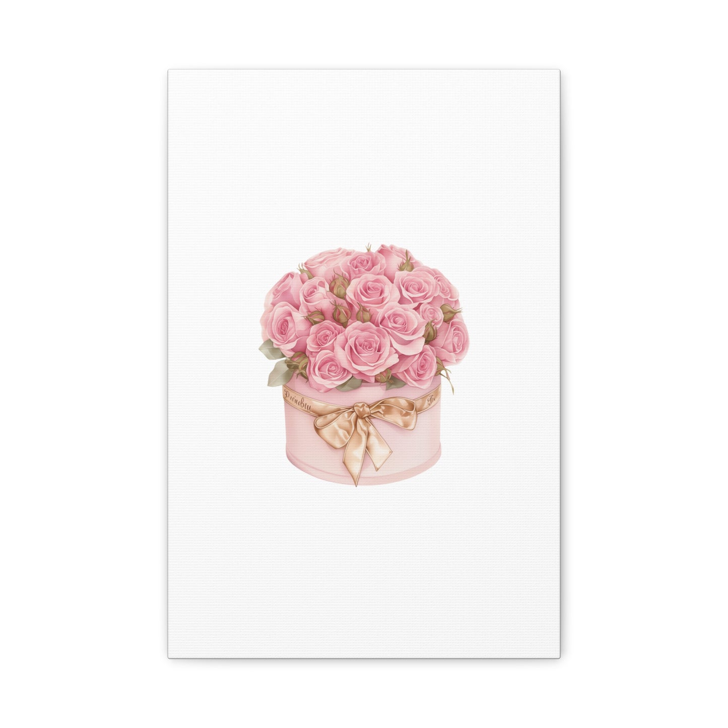 Pink Rose Bouquet Box Wall Art Print | Elegant Floral Gift Decor | Matte Canvas