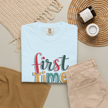 First Time Mama Tee | Trendy Motherhood Shirt for New Moms | Gift for Her | New Mom T-Shirt |‘First Time Mom’ Cute Graphic Tee | Perfect Baby Shower Gift