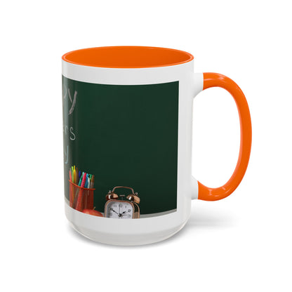 Happy Teachers Day Mug | Teacher Appreciation Gift Coffee Cup | Cute School Gift Idea for Teachers | Accent Coffee Mug | 11oz | 15oz