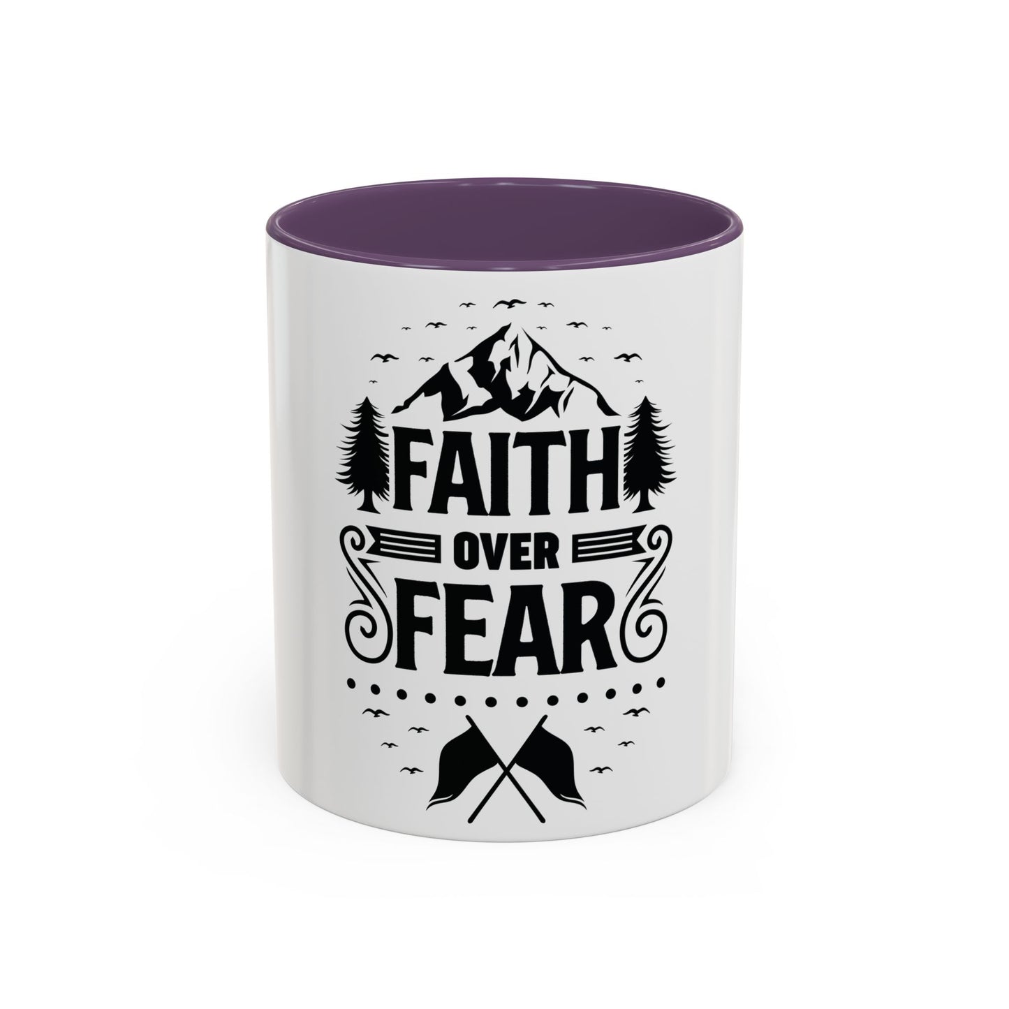 Faith Over Fear Mug | Inspirational Coffee Cup | Motivational Gift | Christian Mug | Positive Quote Drinkware | Accent Coffee Mug  | 11oz | 15oz