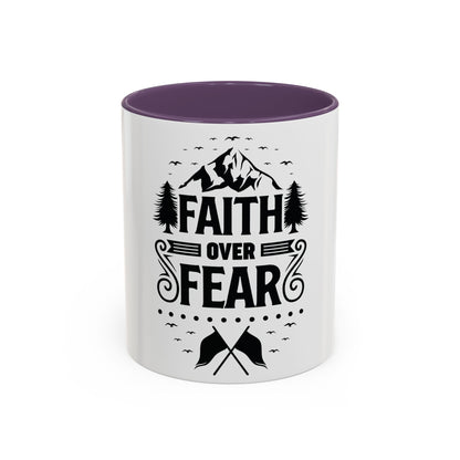 Faith Over Fear Mug | Inspirational Coffee Cup | Motivational Gift | Christian Mug | Positive Quote Drinkware | Accent Coffee Mug  | 11oz | 15oz